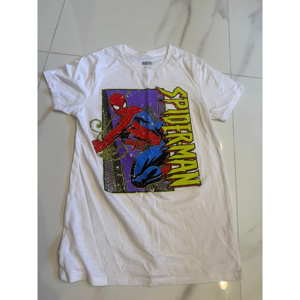 Marvel Spider-Man‎ Graphic T-Shirt White Small Comic Book Print Tee